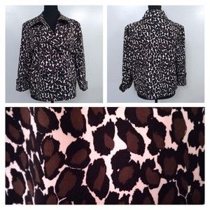 Josephine Chaus Womens 12 Blazer Jacket Coat - Leopard Animal Print -Lined - EXC